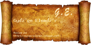 Gyüge Elemér névjegykártya